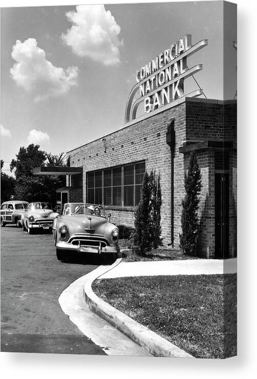 Adults Only Canvas Print featuring the photograph Drive-Thru Banking by Margaret Bourke-White