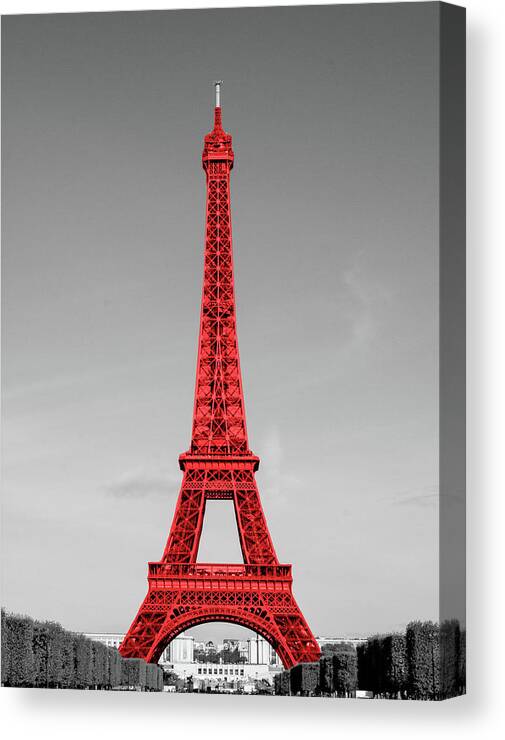 Eiffel Canvas Print featuring the painting Eiffel Tower In Red by Emily Navas