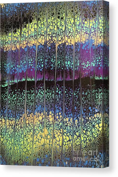 Poured Acrylic Canvas Print featuring the painting Enchanted Forest by Lucy Arnold