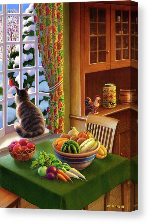 Cat Canvas Print featuring the painting Farmhouse Cat by Robin Moline