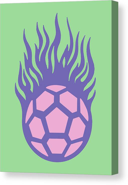 Ball Canvas Print featuring the drawing Flaming Soccer Ball by CSA Images