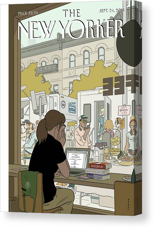 Fourth Wall Canvas Print featuring the painting Fourth Wall by Adrian Tomine
