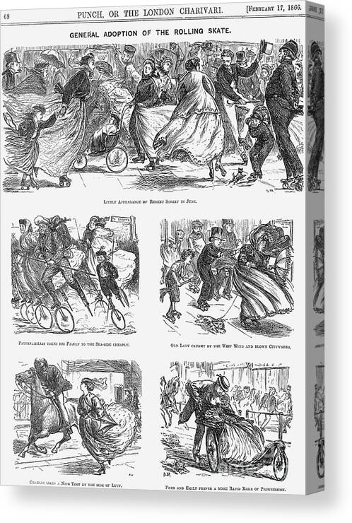 Horse Canvas Print featuring the drawing General Adoption Of The Rolling Skate by Print Collector