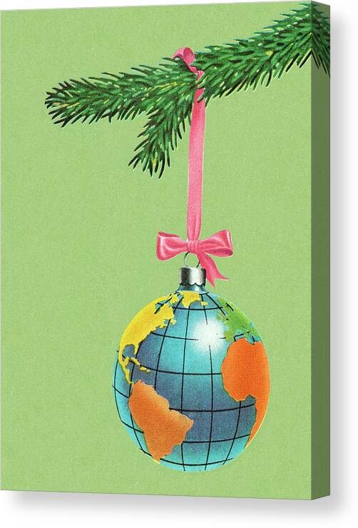 Branch Canvas Print featuring the drawing Globe Christmas Tree Ornament by CSA Images