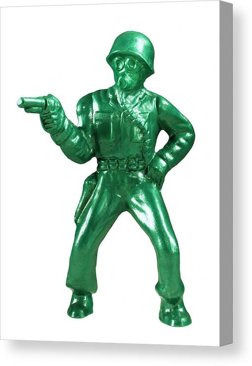 Adult Canvas Print featuring the drawing Green Soldier With Handgun by CSA Images
