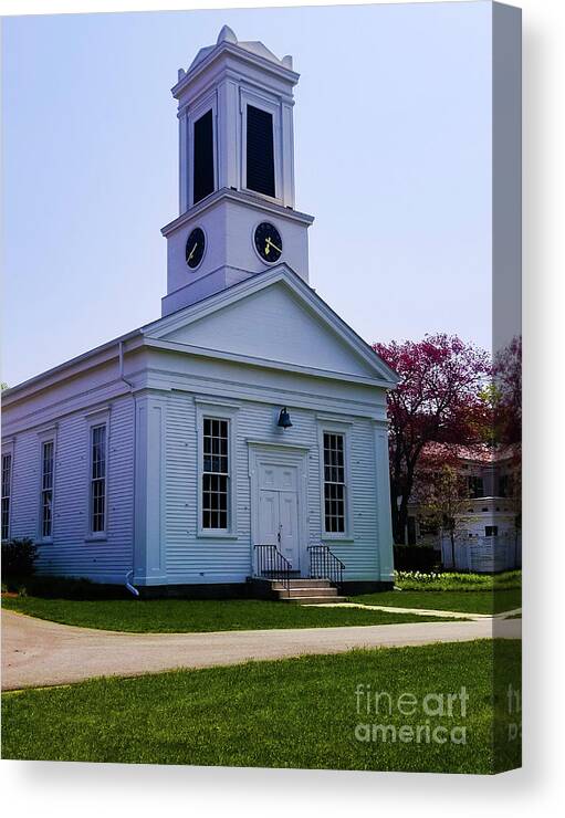 Mystic Seaport Canvas Print featuring the photograph Greenmanville Church by Elizabeth M