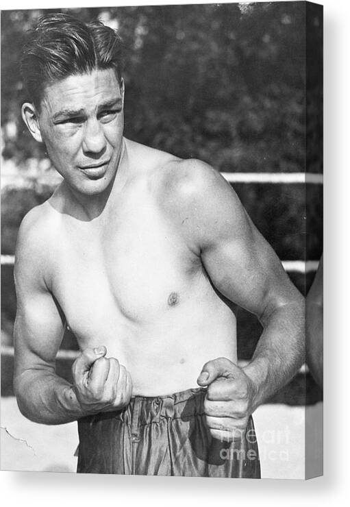 Fist Canvas Print featuring the photograph Harry Greb In Fighting Pose Waist by Bettmann