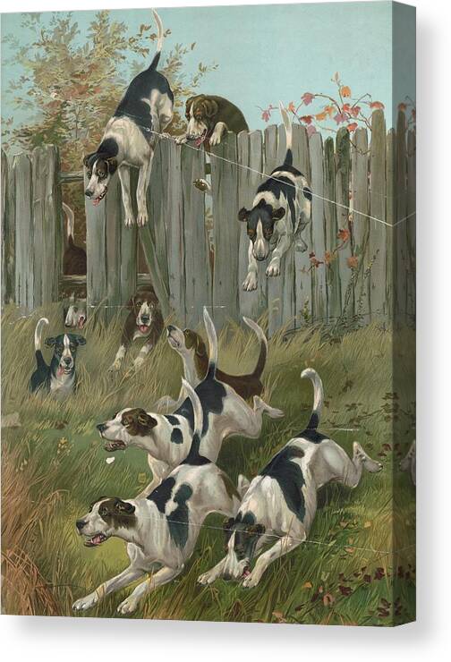 Whimsical Canvas Print featuring the painting Here They Come by Knapp & Co.