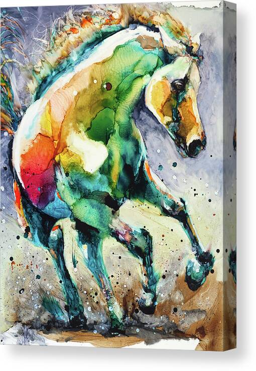 Horse Of Another Color Canvas Print featuring the painting Horse Of Another Color by Art By Leslie Franklin