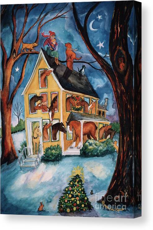 Horses Canvas Print featuring the painting Horse Party by Cori Caputo