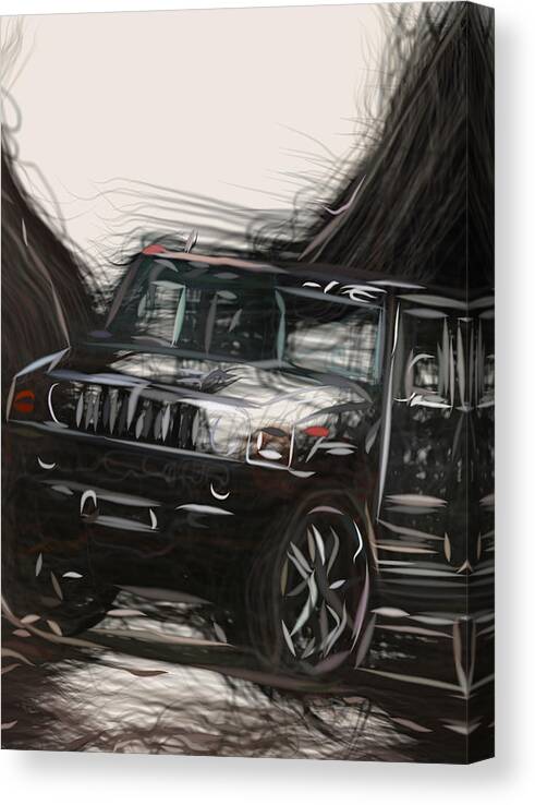Hummer Canvas Print featuring the digital art Hummer H2 Drawing by CarsToon Concept