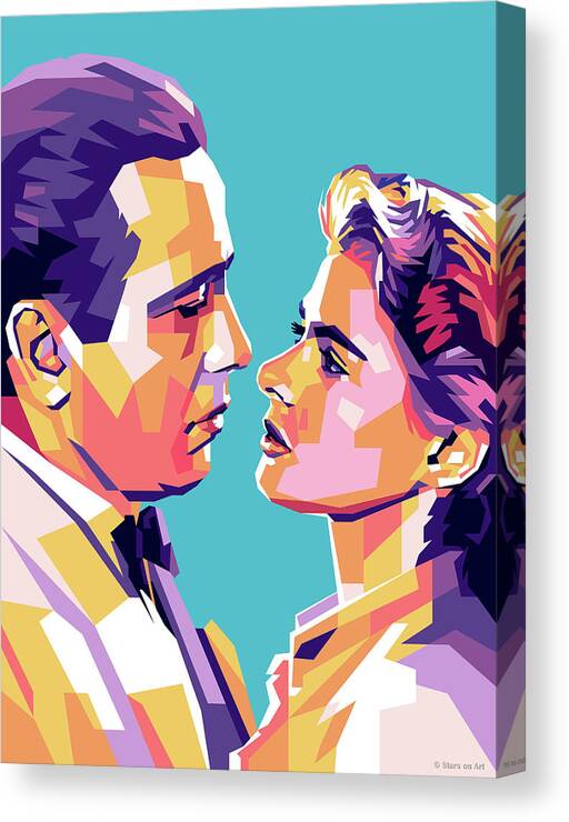  Humphrey Bogart Canvas Print featuring the digital art Humphrey Bogart and Ingrid Bergman by Stars on Art