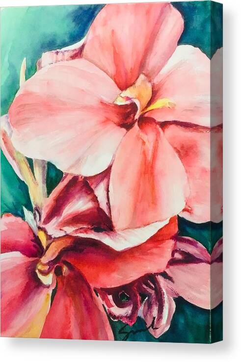 Canna Lily Canvas Print featuring the painting In the Pink by Sonia Mocnik