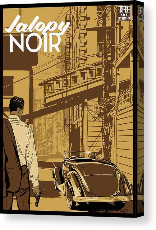 Crime Canvas Print featuring the digital art Jalopy Noir by Ruben Duran