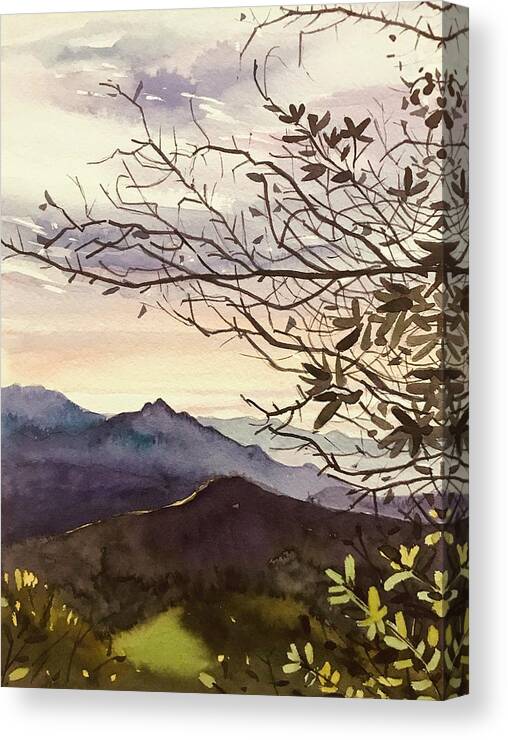 Sky Canvas Print featuring the painting January Sunset - Santa Monica Mountains by Luisa Millicent