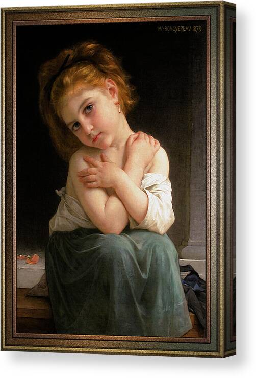 La Frileuse Canvas Print featuring the painting La Frileuse by William-Adolphe Bouguereau Old Masters Reproductions by Xzendor7
