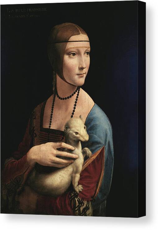 Leonardo Da Vinci Lady With An Ermine Canvas Print featuring the painting Lady with an Ermine, 1489 by Leonardo da Vinci
