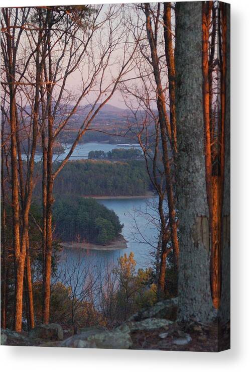 Lake Allatoona Canvas Print featuring the photograph Lake Allatoona Sunset From Red Top Mountain by Dennis Schmidt