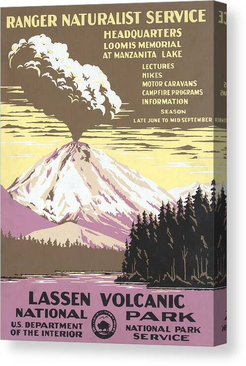Vertical Canvas Print featuring the photograph Lassen Park Travel Poster by Graphicaartis