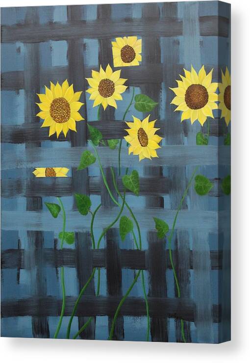 Sunflowers Canvas Print featuring the painting Lattice by Berlynn