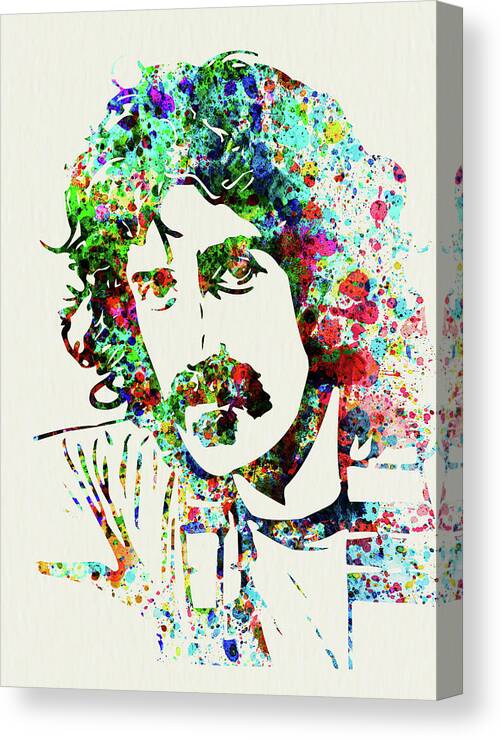 Frank Zappa Canvas Print featuring the mixed media Legendary Frank Zappa Watercolor by Naxart Studio