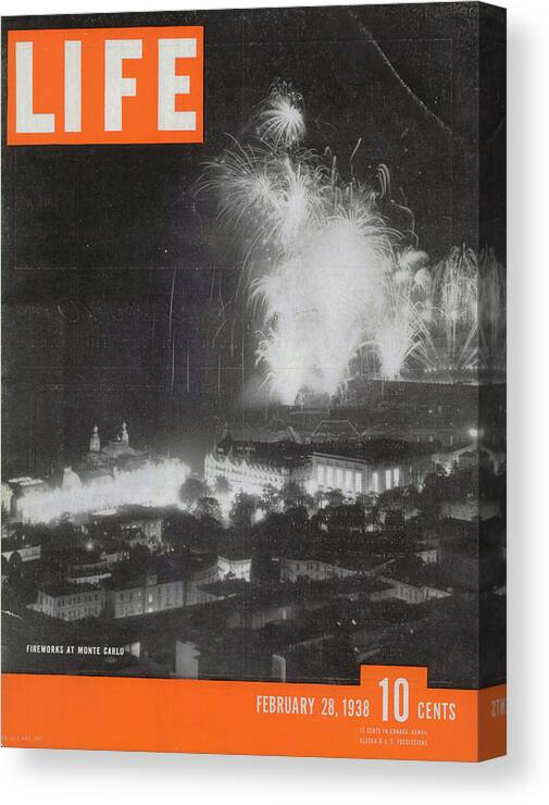 Fireworks Canvas Print featuring the photograph LIFE Cover: February 28, 1938 by Life