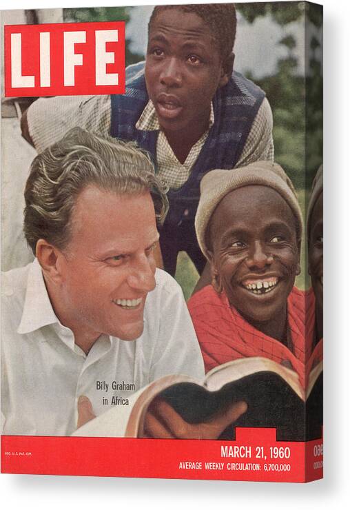 Billy Graham Canvas Print featuring the photograph LIFE Cover: March 21, 1960 by James Burke