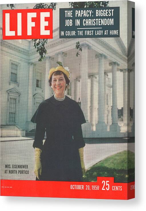 Mamie Eisenhower Canvas Print featuring the photograph LIFE Cover: October 20, 1958 by Ed Clark