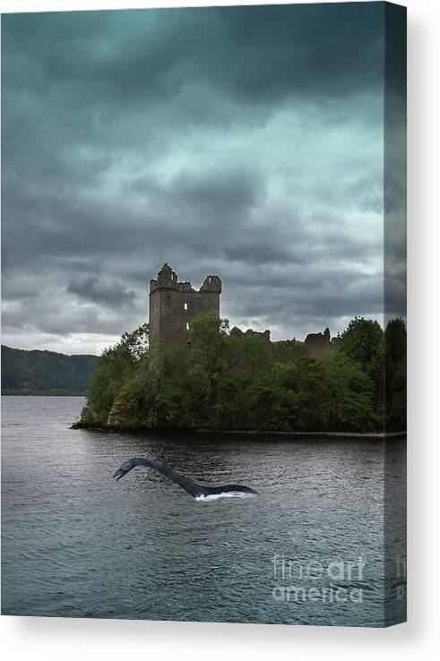 Artwork Canvas Print featuring the photograph Loch Ness Monster In Water by Victor Habbick Visions/science Photo Library