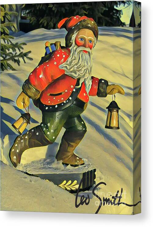 Santa Canvas Print featuring the painting Luminous Santa by Leo and Marilyn Smith
