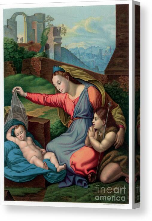 Tranquility Canvas Print featuring the drawing Madonna Of The Blue Diadem, 1510-1511 by Print Collector