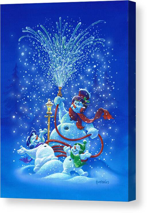 Michael Humphries Canvas Print featuring the painting Making Snow by Michael Humphries