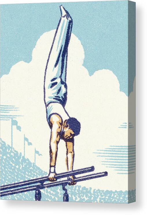 Adult Canvas Print featuring the drawing Male gymnast by CSA Images