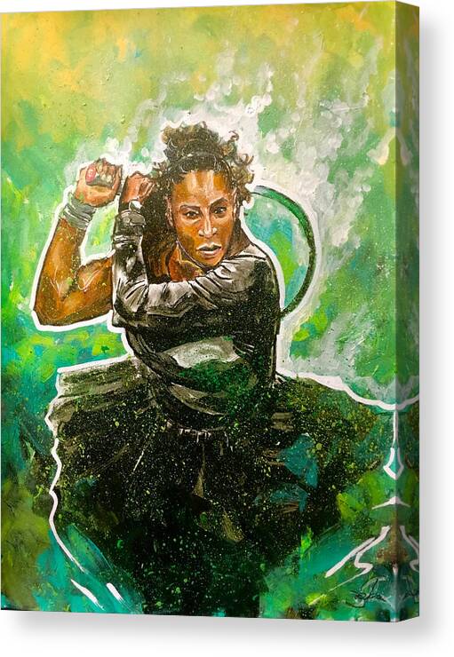 Serena Williams Canvas Print featuring the painting Mama Said Knock You Out by Joel Tesch