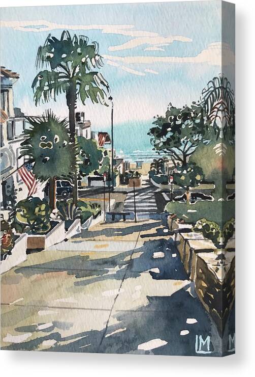 Manhattan Beach Canvas Print featuring the painting Manhattan Beach #1 by Luisa Millicent