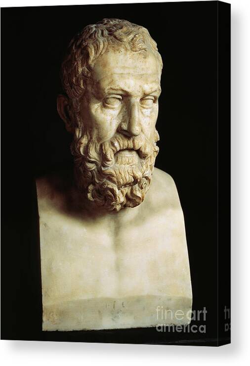 Solon Canvas Print featuring the sculpture Marble Bust Of Solon by Roman
