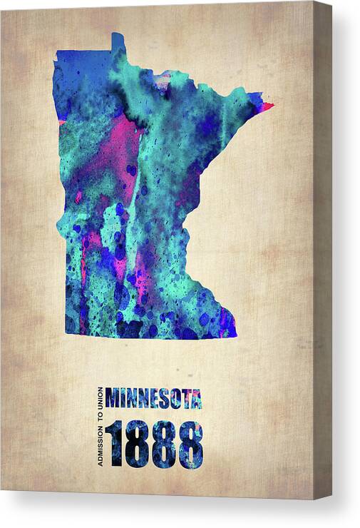Minnesota Canvas Print featuring the digital art Minnesota Map by Naxart Studio