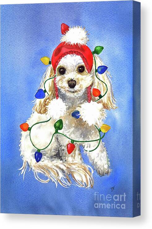 Christmas Card Canvas Print featuring the painting Mocha Merry and Bright by Diane Fujimoto