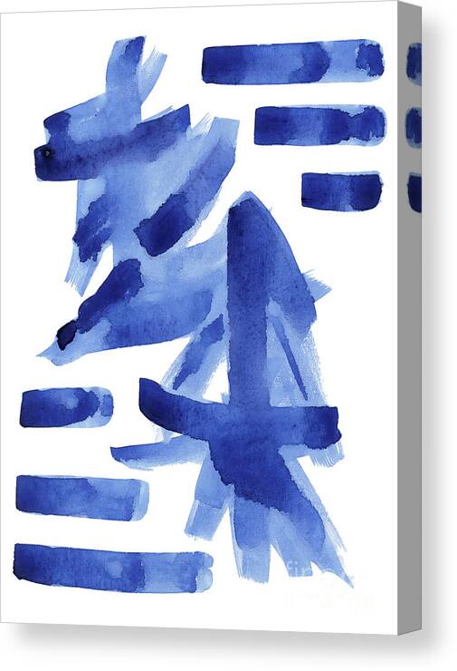 Asian Canvas Print featuring the painting Modern Asian Inspired Abstract Blue and White by Audrey Jeanne Roberts