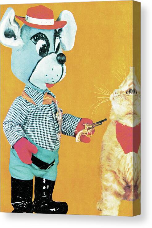 Animal Canvas Print featuring the drawing Mouse and Cat by CSA Images