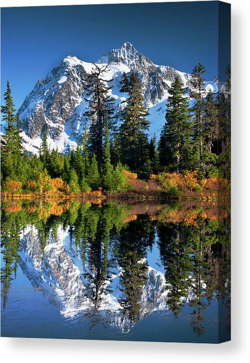 Tranquility Canvas Print featuring the photograph Mt. Shuksan And Picture Lake by Edmund Lowe Photography