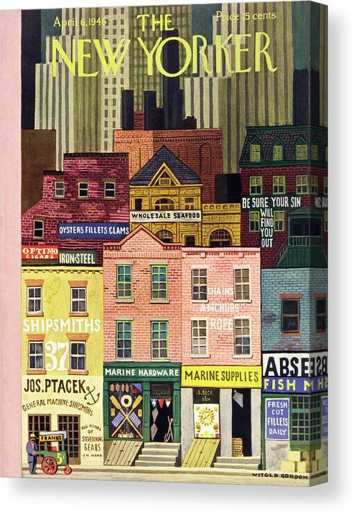 Illustration Canvas Print featuring the painting New Yorker April 6 1946 by Witold Gordon