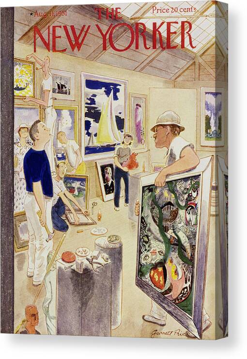 Illustration Canvas Print featuring the painting New Yorker August 11, 1951 by Garrett Price