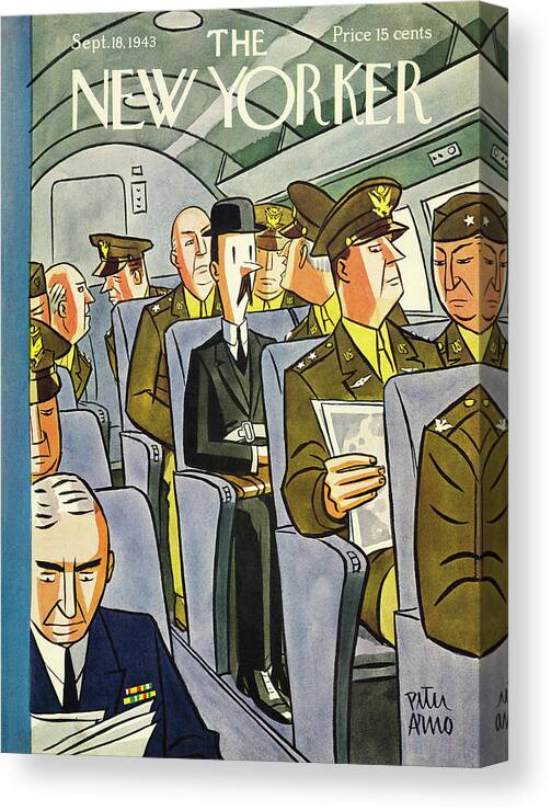 Travel Canvas Print featuring the painting New Yorker September 18 1943 by Peter Arno