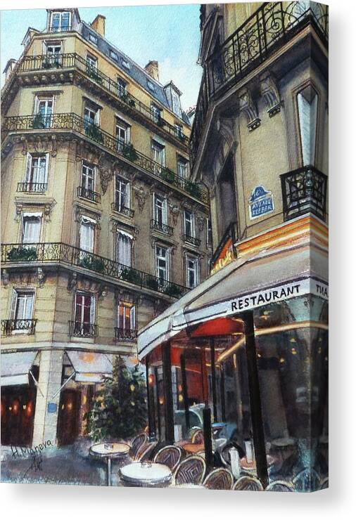 Paris Canvas Print featuring the painting On Avenue Kleber, Paris by Henrieta Maneva