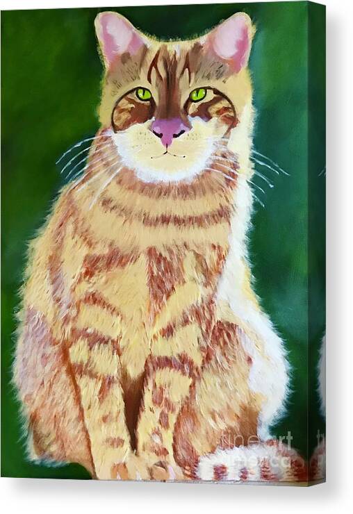 Original Art Work Canvas Print featuring the painting Original Oil Painting Orange Tabby Cat by Theresa Honeycheck