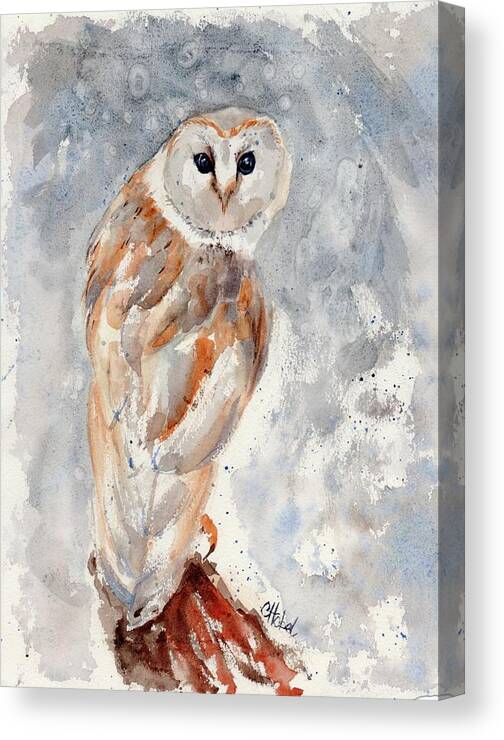 Owl Painting Canvas Print featuring the painting Owl Watercolour Painting by Chris Hobel