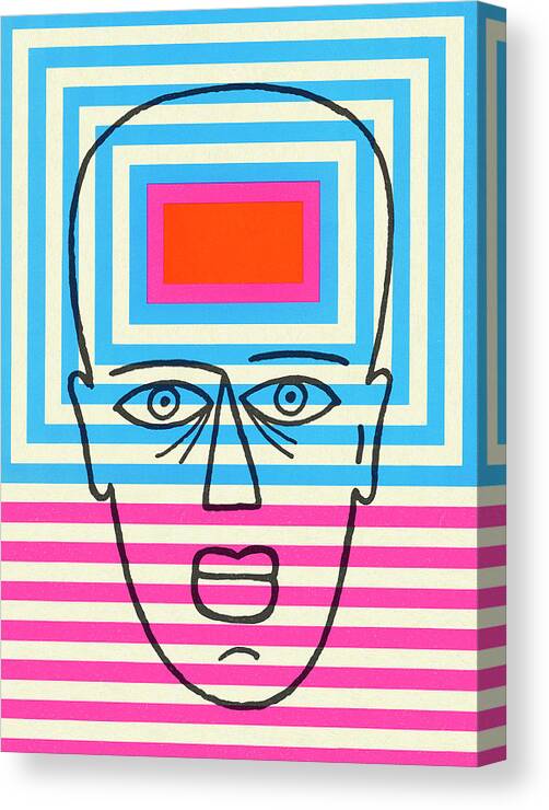 Abstract Canvas Print featuring the drawing Person with Large Forehead by CSA Images