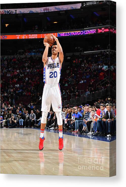 Timothe Luwawu-cabarrot Canvas Print featuring the photograph Philadelphia 76ers V New York Knicks by Jesse D. Garrabrant