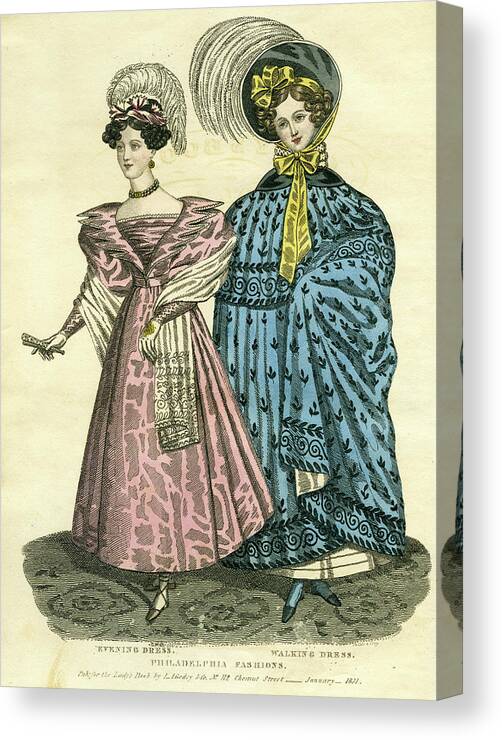 Evening Dress Canvas Print featuring the mixed media Philadelphia Fashions by E W C